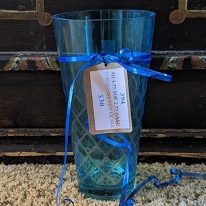 Cut Glass Vase In Blue